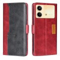 For Xiaomi Redmi Note 13R Pro 5G Contrast Color Side Buckle Leather Phone Case(Red + Black)