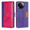 For Xiaomi Civi 4 Pro Contrast Color Side Buckle Leather Phone Case(Purple + Rose Red)