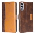 For OnePlus Ace 3V 5G Contrast Color Side Buckle Leather Phone Case(Dark Brown + Gold)