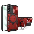 For Samsung Galaxy S22 5G CD Texture Sliding Camshield Magnetic Holder Phone Case(Red)