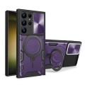 For Samsung Galaxy S22 Ultra 5G CD Texture Sliding Camshield Magnetic Holder Phone Case(Purple)