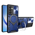 For Samsung Galaxy A34 5G CD Texture Sliding Camshield Magnetic Holder Phone Case(Blue)