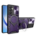 For Samsung Galaxy A34 5G CD Texture Sliding Camshield Magnetic Holder Phone Case(Purple)