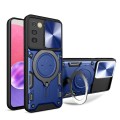 For Samsung Galaxy A03s CD Texture Sliding Camshield Magnetic Holder Phone Case(Blue)