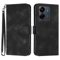 For Xiaomi Redmi 13C Line Pattern Skin Feel Leather Phone Case(Black)