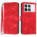 For Xiaomi Redmi K70 Line Pattern Skin Feel Leather Phone Case(Red)