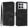 For Xiaomi Redmi K70E Line Pattern Skin Feel Leather Phone Case(Black)