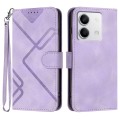 For Xiaomi Redmi Note 13 4G Line Pattern Skin Feel Leather Phone Case(Light Purple)
