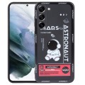 For Samsung Galaxy S21+ 5G Astronaut Pattern Silicone Straight Edge Phone Case(Mars Astronaut-Black)