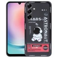 For Samsung Galaxy A24 Astronaut Pattern Silicone Straight Edge Phone Case(Mars Astronaut-Black)