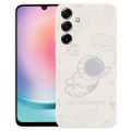 For Samsung Galaxy A24 Astronaut Pattern Silicone Straight Edge Phone Case(Flying Astronaut-White)