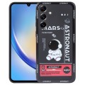 For Samsung Galaxy A34 5G Astronaut Pattern Silicone Straight Edge Phone Case(Mars Astronaut-Black)