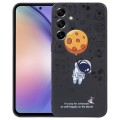 For Samsung Galaxy A54 5G Astronaut Pattern Silicone Straight Edge Phone Case(Planet Landing-Black)