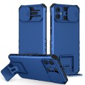 For Samsung Galaxy A05 Stereoscopic Holder Sliding Camshield Phone Case(Blue)