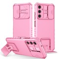 For Samsung Galaxy A05s Stereoscopic Holder Sliding Camshield Phone Case(Pink)