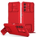 For Samsung Galaxy A05s Stereoscopic Holder Sliding Camshield Phone Case(Red)