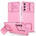 For Samsung Galaxy A15 5G Stereoscopic Holder Sliding Camshield Phone Case(Pink)