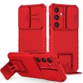 For Samsung Galaxy S24+ 5G Stereoscopic Holder Sliding Camshield Phone Case(Red)