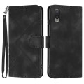 For Samsung Galaxy A02 EU Version Line Pattern Skin Feel Leather Phone Case(Black)