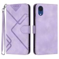 For Samsung Galaxy A03 Core Line Pattern Skin Feel Leather Phone Case(Light Purple)