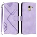 For Samsung Galaxy A6 2018 Line Pattern Skin Feel Leather Phone Case(Light Purple)