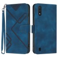 For Samsung Galaxy A10 / M10 Line Pattern Skin Feel Leather Phone Case(Royal Blue)