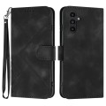 For Samsung Galaxy A14 5G Line Pattern Skin Feel Leather Phone Case(Black)
