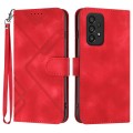 For Samsung Galaxy A23 4G Line Pattern Skin Feel Leather Phone Case(Red)