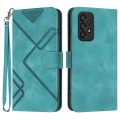 For Samsung Galaxy A32 4G Line Pattern Skin Feel Leather Phone Case(Light Blue)