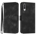 For Samsung Galaxy A50 / A50s Line Pattern Skin Feel Leather Phone Case(Black)