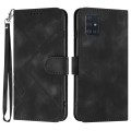 For Samsung Galaxy A51 5G Line Pattern Skin Feel Leather Phone Case(Black)