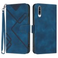 For Samsung Galaxy A70 Line Pattern Skin Feel Leather Phone Case(Royal Blue)