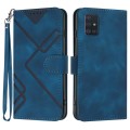 For Samsung Galaxy A71 5G Line Pattern Skin Feel Leather Phone Case(Royal Blue)