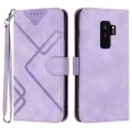 For Samsung Galaxy S9+ Line Pattern Skin Feel Leather Phone Case(Light Purple)