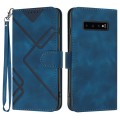 For Samsung Galaxy S10 Line Pattern Skin Feel Leather Phone Case(Royal Blue)