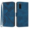 For Samsung Galaxy S20 Line Pattern Skin Feel Leather Phone Case(Royal Blue)