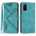For Samsung Galaxy S20+ Line Pattern Skin Feel Leather Phone Case(Light Blue)
