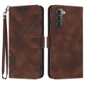 For Samsung Galaxy S22+ 5G Line Pattern Skin Feel Leather Phone Case(Coffee)