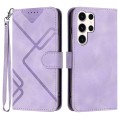 For Samsung Galaxy S23 Ultra 5G Line Pattern Skin Feel Leather Phone Case(Light Purple)