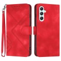 For Samsung Galaxy A35 Line Pattern Skin Feel Leather Phone Case(Red)