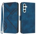 For Samsung Galaxy A35 Line Pattern Skin Feel Leather Phone Case(Royal Blue)
