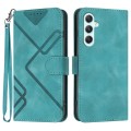 For Samsung Galaxy A35 Line Pattern Skin Feel Leather Phone Case(Light Blue)