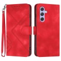 For Samsung Galaxy A55 Line Pattern Skin Feel Leather Phone Case(Red)