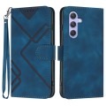 For Samsung Galaxy A55 Line Pattern Skin Feel Leather Phone Case(Royal Blue)