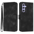 For Samsung Galaxy A55 Line Pattern Skin Feel Leather Phone Case(Black)