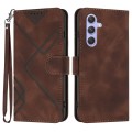 For Samsung Galaxy A55 Line Pattern Skin Feel Leather Phone Case(Coffee)