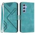 For Samsung Galaxy A55 Line Pattern Skin Feel Leather Phone Case(Light Blue)