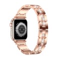 Diamond Metal Watch Band For Apple Watch 8 45mm(Rose Gold)