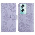 For OPPO Reno11 F 5G/F25 Pro 5G HT03 Skin Feel Butterfly Embossed Flip Leather Phone Case(Purple)