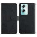 For OPPO Reno11 F 5G/F25 Pro 5G HT03 Skin Feel Butterfly Embossed Flip Leather Phone Case(Black)